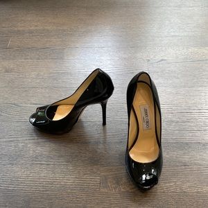 Jimmy Choo patent leather peep toe stilettos